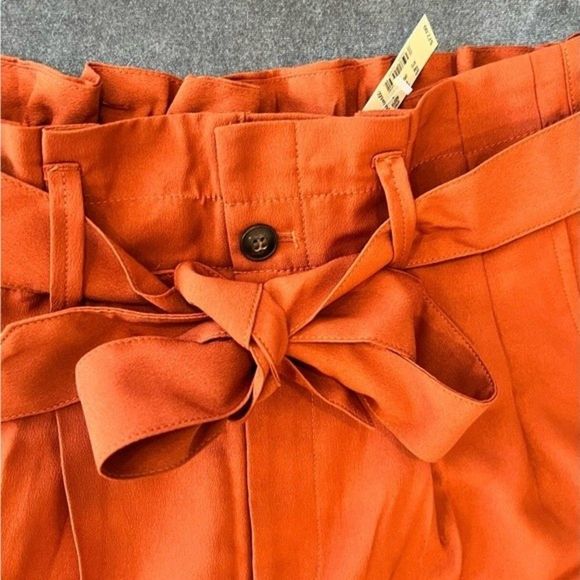 Madewell High Rise Shorts Front Tie Paperbag Shorts Size 2 Rust Orange NEW - Picture 2 of 5